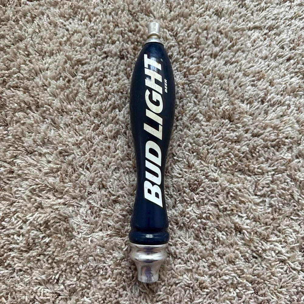 Vintage Bud Light Beer Tap Handle 11 Inch Navy Blue 1990s Breweriana Bar Decor